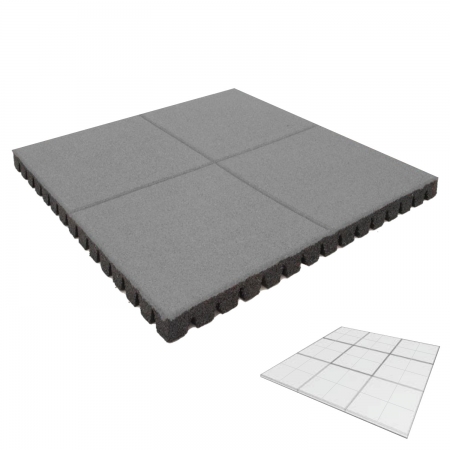 Fall protection mat gray | 100 x 100 x 8 cm | FH 2.40 m